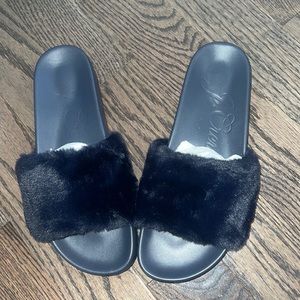 🆕️ J Crew Pacific Leather Insole Padded Fluffy Sandal/Slipper - Size 10